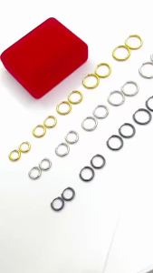 Stainless Gold White Black Loops Earrings Pairs 8mm 10mm 12mm 14mm 16mm Hoop