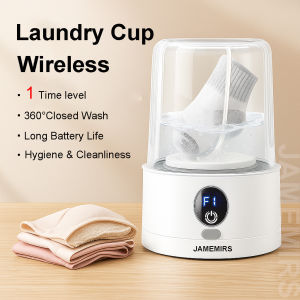 JameMirs Mini Washing Machine Automatic Cordless Portable Underwear Panties Socks Washing Cup 1.1L USB Charging For Travel