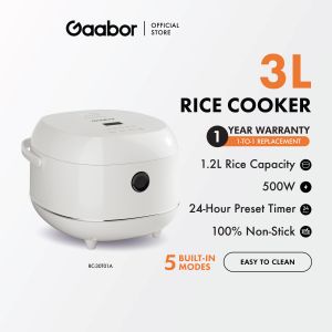 Gaabor 3L Smart Rice Cooker 500W Micro Processor Non-Stick Household Multifunction Digital Mini Rice Cooker RC-30T01A
