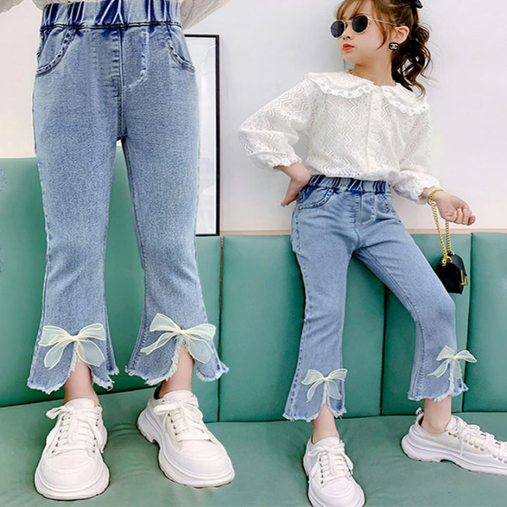 Jeans for Kids Girls 5-16 Years Old Girls Fashion Casual Denim Pants Jeans  For Kids Kid's High Quality Korean Style Soft Denim Hight Waist Baggy Pants  Wide Leg Pants Girls Korean Loose