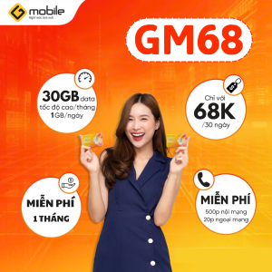 SIM GMobile GM68 Dùng Data Tốc Độ Cao 1GB/Ngày Gọi Nội Mạng Thả Ga 500P Miễn Phí Tháng Đầu Gia Hạn Chỉ 68K/Tháng | FREESHIP - CHƯA KÍCH HOẠT