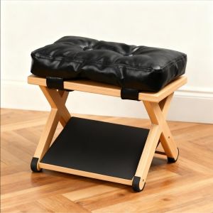 NUBE Wooden Under Desk Footrest Non-Slip Ergonomic Foot Stool  Rubber Pad Office Foot Pedal Work Foot Support