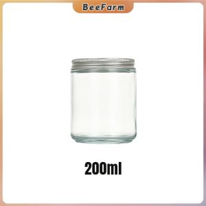 BF 100ml 200ml Clear/Amber Glass Candle Jar With Lid Airtight Glass Container Storage Bottle