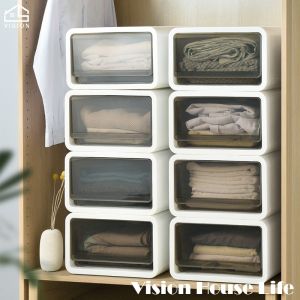 Vision Stackable Wardrobe Storage Cabinet Multi-layer Drawer Storage Box Bedroom Toy Storage Box Free Combination Clothes Storage Drawer Cabinet Kitchen Storage Rack
