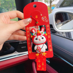 Dây treo trang trí gương chiếu hậu xe hơi hình thỏ gấu tài lộc may mắn