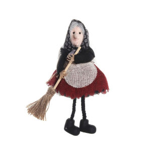 BLESSFUL Scary Halloween Apron Witch Doll Cute Handicraft Halloween Witch Pendant Creative Funny Broom Witch Decoration Ghost Festival Decor