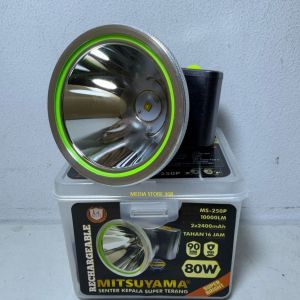 SENTER KEPALA LED 120WATT MITSUYAMA MS-251P - BATERAI 7.200mAh - WATER RESISTANT - TAHAN LAMA