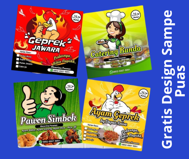 Contoh Lebel Stiker Kemasan Free Design Isi 100 Pcs/ Produk Untuk