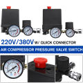 (in stock) 220V 0-180 Psi Air Compressor Pressure Switch Control Aluminum Alloy Valve Switch Manifold Relief Regulator Gauges W/Quick Connector. 