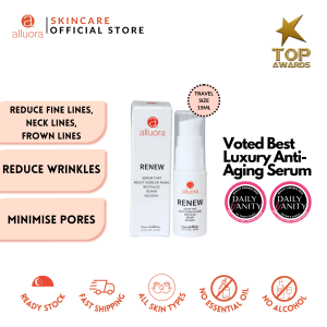 Alluora Travel Size RENEW Serum (15ml) Reduce Fine Lines Neck Lines Frown Lines Wrinkles Minimise Pores