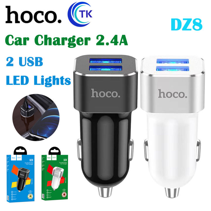 HOCO DZ8 ช่องชาร์จในรถยนต์ 2port USB มีไฟ LED กำลังไฟ2.4A พร้อมส่ง รับ ...