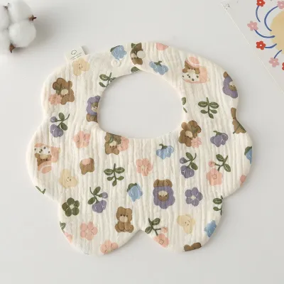 Super Absorbent Baby Bib Saliva Soft Towel Teething Saliva Bib With Button Pure Cotton Breathable Material Cute Bib 宝宝口水巾