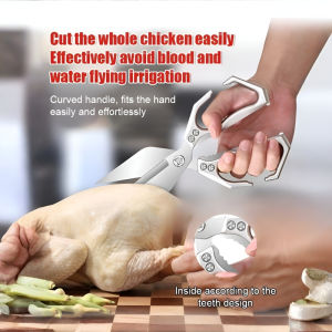 Kitchen Scissors Household Stainless Steel Cutting Vegetables Fish Food Large Scissors Powerful Barbecue Artifact to Kill Fish Chicken Bones厨房多用鸡骨剪