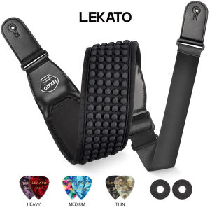 LEKATO LGS-1 Guitar Strap 3D Sponge Neoprene 3.5 Inch Wide Thickened Pad Adjustable Electric Guitar Strap Bass Strap