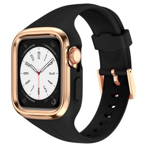 Silicone Watch Strap + Case for Apple Watch Band 38mm 40mm 41mm Sport Bracelet with Protective Case Bumper i Watch 9 8 se 7 6 5 4