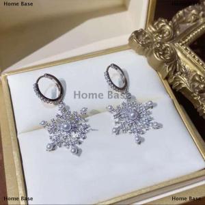 [COD] Home Base Trendy Sparking Snowflake Earring For Women Exquisite Shiny Zircon Imitation Firework Earring Christmas Party Jewelry Gift
