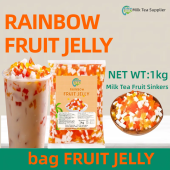 HYX Rainbow Fruit Jelly Nata 1KG - Colorful Toppings for Milk Tea Fruit Tea Desserts | Chewy & Refreshing Sinker