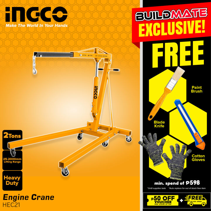 Isango Crane INGCO Heavy Duty Engine Crane 2 Tons HEC21 •BUILDMATE• IHT | Lazada PH
