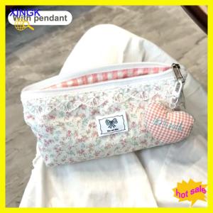 XINGK High Quality Sweet Lace Floral Design Pen Bag Large Capacity Multifunctional Stationery Bag Pencil Case Students Supplies