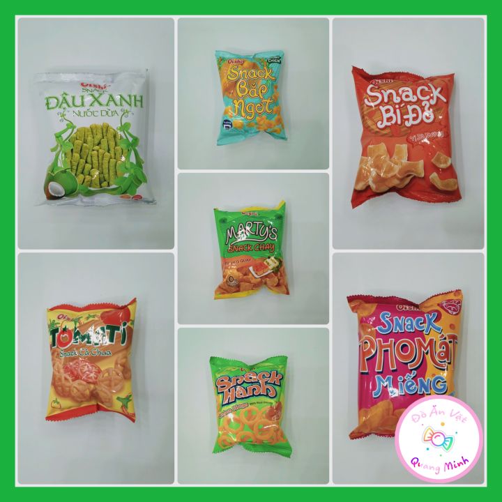 Bịch bim bim Oishi đủ vị 12g/10 gói ,6g/20 gói :Snack bí đỏ, đậu xanh ...