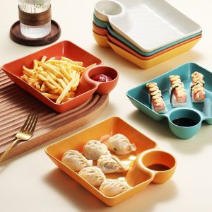 Rectangle Dinner Plate Creative Dumpling Plate Household Vinegar Dish