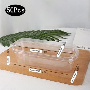 50pcs Dessert Container With Lids 300ML for Graham and Dessert Tupperware Mini Loaf Deli Containers Transparent PET Plastic Food Disposable Mousse Cake Box