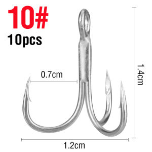 10Pcs High Carbon Steel Treble Hooks 2# 4# 6# 8# 10# Silver Fishing Tackle with barbed anchor Lure Fishing Accessories