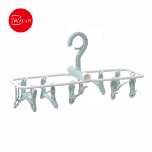 12 Clips Foldable Hanger Cloth Drying Rack Multi-functional Underwear Socks Clip Plastic Rack