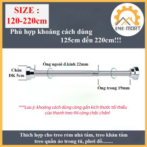 Thanh Treo Đa Năng EMOMART E02 Inox 304 không rỉ Lắp đặt không cần khoan bắt vít có thể kéo ra thu vào theo size thanh