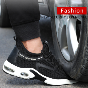 Summer work safety shoes men wear steel toe cap air cushion breathable mesh surface light safety shoes protective work boots
