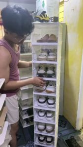 3-10 Layers Foldable Shoe Box Transparent Shoe Cabinet Stackable Shoe Storage Box Home Shoe Rack Cabinet