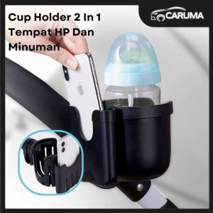 Cup Holder 2 In 1 Tempat HP Dan Minuman / Cup Holder 2 In 1 Baby Stroller Accessories Bottle Universal
