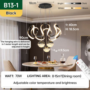 GOGEOUS creative chandelier modern design hanging light Tricolor Dimming LED pendant light Nordic chandelier light drop lights for living room dining room loft decorative fixture