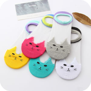 [HCM][SIÊU CUTE] Tất Vớ Nữ Cổ Ngắn Thời Trang Hình Mèo Dễ Thương - Vải Cotton Co Giãn Tốt Phối Lưới Trong Suốt Mỏng Nhẹ - SOHANEI FAM