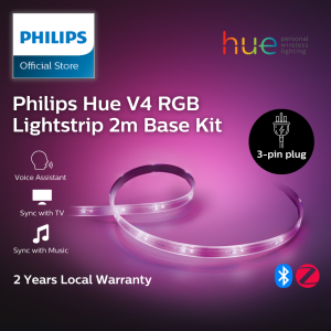 Philips Hue White and Color Ambiance V4 RGB LightStrip Plus 2m Base Kit Dimmable LED Smart Light Bluetooth & Zigbee compatible Works with Alexa HomeKit & Google Assistant)