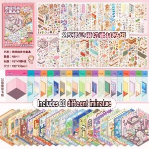Miniature Scene Stickers Collection BookCreative 3D Three-Dimensional CabinLandscaping Stickers