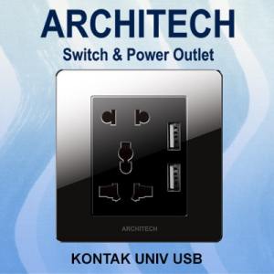 Architech Diamond V16-C06U Black Stop Kontak - Colokan Universal + USB