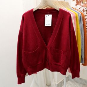Áo khoác áo len cardigan 2 túi 2 cúc nữ tay dài form vừa free size dưới 56kg trơn basic chất len mềm mịn chuẩn hàng  Quảng Châu loại 1