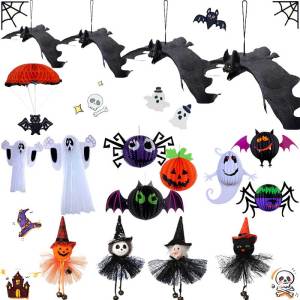 Halloween Paper Lantern Pendant Spider Paper Decoration Lantern Props Pumpkin Pendant Witch Party Festive Decoration