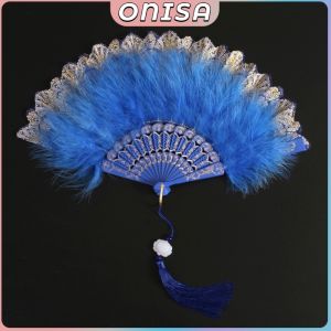 Feather Fan Feather Decorative Folding Fan Hanging Fans Catwalk Elements Cheongsam Fan