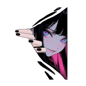 ERMENLED PVC Anime Car Graphic Sticker 2D Self Adhesive Cartoon Girl Decal Girl Design Computer Case Decor for Cars Electric Scooters Motorcycles and Computer Cases