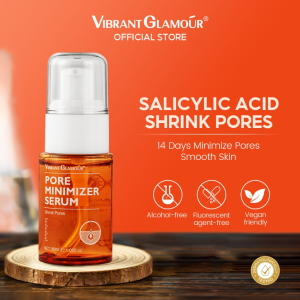 VIBRANT GLAMOUR Pore Minimizer Serum BHA Blackheads Remover Shrink Pores Facial Serum Salicylic Acid Tightening Hyaluronic Acid Moisturizing Smooth Skin Care 30ml