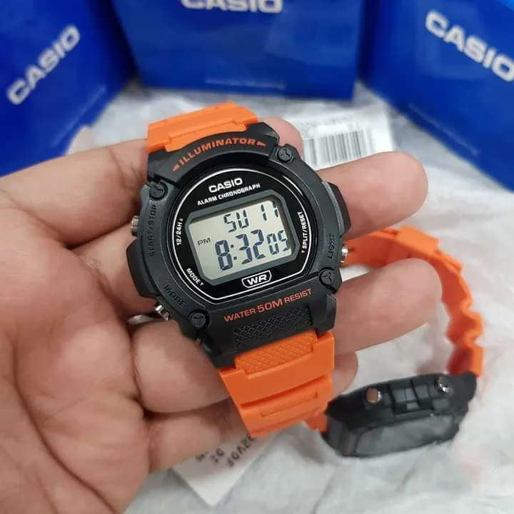 W219H-4AV, Black and Orange Digital Men's Watch