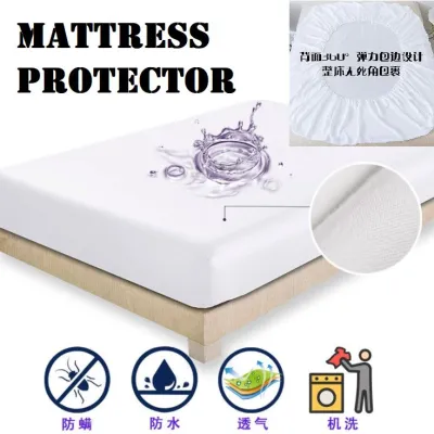 [SG STOCK]SG Premium Waterproof Mattress Protector - Fitted Bedsheet King Queen Single Kids Baby Plastic Sheet Bed Cover