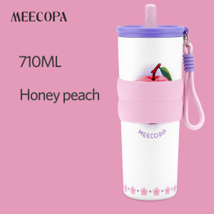 MEECOPA 710ml Vacuum Straw Tumbler Hot And Cold Coffee Cup Ceramic Liner Outdoor Mug