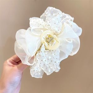 1Pcs Korean Double fight Hair Clip High Quality Gauze Bow Grab Clip Hair Accessories Women