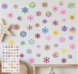 Colorful Snowflake Wall Stickers | Christmas Decoration Wall Decal | Winter Holiday Removable PVC Stickers | DIY Home Decor | Snowflake Pattern Decal for Living Room Bedroom Window Door Office | Waterproof Reusable Wall Art | Xmas Festival Decor
