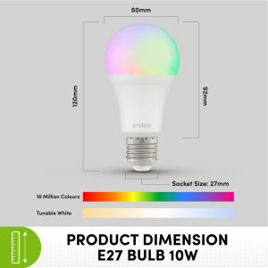 Prolink WiFi Smart LED Bulb - E27/E14/GU10/ Downlight | Color Adjustable Smart Timer/Voice Control DS-3601 Smart lights