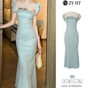 ZYHT EraVogue เดรสผู้หญิง เดรสสีเขียว เดรสหางปลา เดรสแขนกุด เดรสทำงาน เดรสไฮโซ เดรสวินเทจ เดรสออกงาน เดรสปาร์ตี้ ชุดราตรี 50935