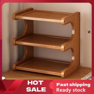🚚【Local Express Delivery】🚚 2 3-tier Bamboo Desktop Water Cup Holder storage Rack organizer wooden Desktop Storage Rack